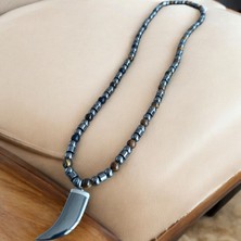 Kaplan Gözü Hematit Kolye Kılıç Kolye Doğal Taş Kolye Bohem Kolye 6 mm Doğal Taş Kolye