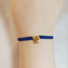 Crystal Atelier Lacivert Ip Altın Yıldız Figürlü Makrome Bileklik - Ayarlanabilir El Yapımı Unisex Bileklik Modeli - Yıldız Figürlü Bileklik - Makrome Bileklik - Minimalist Bileklik - Hediye Bileklik