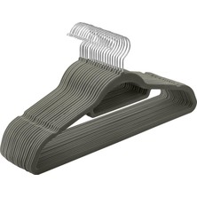 Kadife Elbise Askısı 20'li Set Kaymaz Küçük Bağlantı Demiri 360° Dönen Kanca 0,6 cm Kalın Yerden Tasarruf 43,5 cm Uzun Coats Pantolon Için Gümüş Gri CRF20V