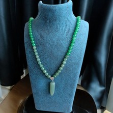 Aventurin 8 mm Doğal Taş Kolye Aventurin Pandül - Doğal Taş Kolye Bohem Kolye 8 mm Doğal Taş Kolye