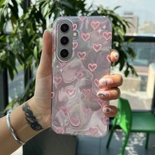 Samsung Galaxy S23 Fe Uyumlu Zebana Pembe Kalp Desenli Silikon Kılıf