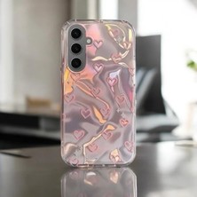 Samsung Galaxy S23 Fe Uyumlu Zebana Pembe Kalp Desenli Silikon Kılıf