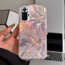 Xioami Redmi Note 10S Uyumlu Zebana Pembe Kalp Desenli Silikon Kılıf