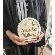 Gold Pleksi Sadaka Kutusu Ahşap Kumbara