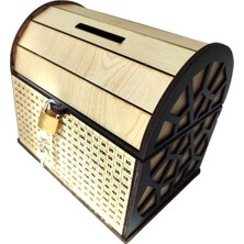 Ctr - Hedef Kumbara - Parabox Ahşap Tip Box 10,000 Tl'lik Büyük Boy (Siyah-Akçaağaç)