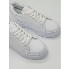 Trendche %100 Deri Günlük Erkek Sneaker Beyaz-Beyaz