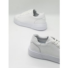 Trendche %100 Deri Günlük Erkek Sneaker Beyaz-Beyaz