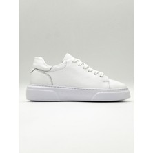 Trendche %100 Deri Günlük Erkek Sneaker Beyaz-Beyaz