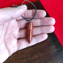 Kahve Jasper Doğal Taş Kolye Pandül Kolye Gerçek Hakiki Mermi  Kolye