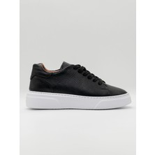 Trendche %100 Deri Günlük Erkek Sneaker Siyah-Beyaz