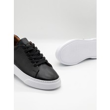 Trendche %100 Deri Günlük Erkek Sneaker Siyah-Beyaz