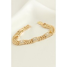 Xuping Kare Zirkon Taşlı Lüks Çelik Bileklik