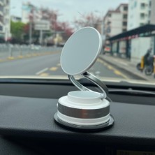 Beyaz Mıknatıslı Telefon Tutacağı Araç Araba Izbırakmaz Telefon Tutucu Torpidoya Yapışan 360°DÖNERLI
