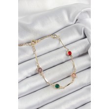 Tua Moda Pirinç Asorti Model Gold Renk Zirkon Taşlı Kadın Bileklik