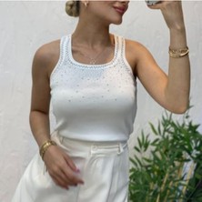 Önü Taşlı Triko Bluz