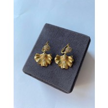 Özel Seri Xuping Yaprak Taşlı Gold Küpe