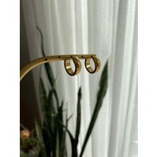 Gold Minimal Halka Çelik Küpe