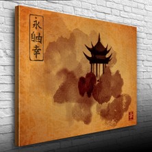 Kavuniçi Tonlarda Geleneksel Japon Mimarisi Kanvas Tablo 50 x 70