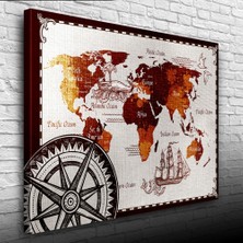 Tarihi Dünya Haritası Kanvas Tablo 50 x 70