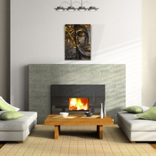 Soyut Gri ve Altın Rengi Kadın Görseli Kanvas Tablo 50 x 70