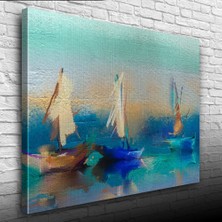 Üç Yelkenli Tekne Yağlıboya Kanvas Tablo 50 x 70