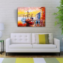 Iskeledeki Balıkçı Takaları Yağlıboya Kanvas Tablo 50 x 70