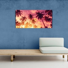 Batan Güneş, Gökyüzü ve Palmiyeler , Kanvas Tablo 60 x 120