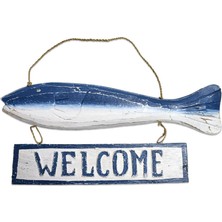 Ahşap Askılı Balık Welcome Tabela Hoş Geldiniz
