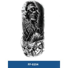 Attach FF-254 Orta Boy Kurukafa ve Saat Desen Geçici Dövme-Tatto