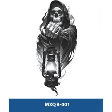 Attach MXQB-001 Orta Boy Gaz Lambalı Kurukafa Desen Geçici Dövme-Tatto