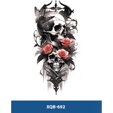 Attach XQB-692 Orta Boy Kurukafa ve Gül Desen Geçici Dövme-Tatto