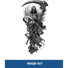 Attach MXQB-007 Orta Boy Çapalı Kurukafa Desen Geçici Dövme-Tatto