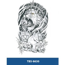 Attach TBS-8630 Orta Boy Kral Aslan ve Yavruları Desen Geçici Dövme-Tatto