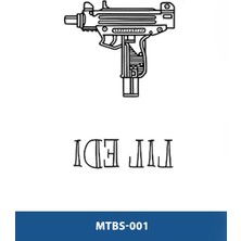 Attach MTBS-001 Orta Boy Mini Uzi Desen Geçici Dövme-Tatto