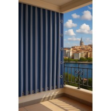 Gencer Home Balkon Perdesi Kuş Gözü Ölçü Seçenekli Mavi Ince