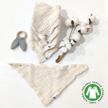 Destiny Hometex Pamuklu 8 Kat Muslin Kumaş Çift Çıtçıtlı 5'li Bebek Mama Önlüğü/ağız Mendili 1 Adet