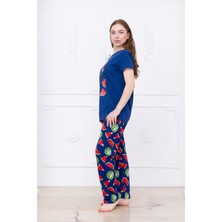 Kadın Karpuz Desenli Pijama Takımı Lacivert