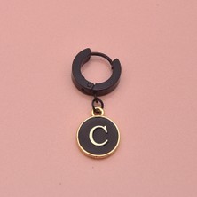 İdol Avm Black Road Harfli Erkek Kadın Küpe Çelik Siyah Takı
