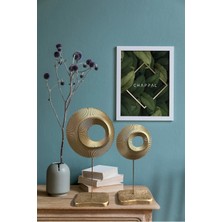 Elite Dekoratif Simetrik Halka 2 Li Gold Masa Üstü Sehpa Ev Ofis Dekoratif Biblo Ürün Dekorasyon Tasarım 1 Adet