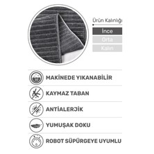 Dekozer Lidya Antrasit Pamuk Dokuma Yumuşak Halı | Kaymaz Tabanlı, Yıkanabilen Modern Tasarımlı Kilim
