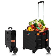 UltraNova Katlanabilir ve Ayarlanabilir Market Arabası 40 kg, Siyah, 42 cm