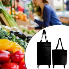 UltraNova Katlanabilir Tekerlekli Alışveriş Arabası, Büyük Kapasiteli, Siyah Renk, Pratik ve Hafif