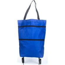 UltraNova Katlanabilir Tekerlekli Market Arabası, Mavi, 35x48 cm, Pratik ve Hafif Taşıma Aracı