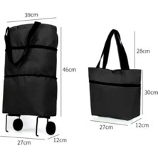 UltraNova Katlanabilir Tekerlekli Pazar Arabası Siyah, 35x65 cm