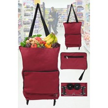 UltraNova Pratik Katlanabilir Tekerlekli Çok Amaçlı Alışveriş Arabası Kırmızı