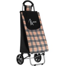 UltraNova Ekose Pazar Arabası, Siyah-Krem, 42 cm, Türkiye Menşei