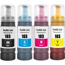 Epson Ecotank L1110, L1210, L1250, L3110, L3111 Yazıcılar Için 103 Muadil Mürekkep Seti (4X70 Ml)
