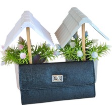 Simli Yatay Kilitli Kapaklı Şık Kadın Cüzdanı 19X9X3