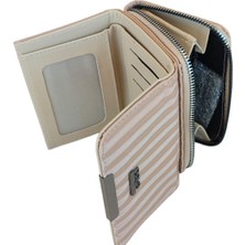 Zebra Desenli Renkli Yumuşak Kumaş Yüzey Çok Gözlü Continantel Kadın Cüzdanı 16X9X5