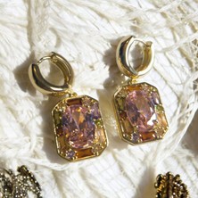 Fundéa Jewelry Elara Altın Kaplama Çelik Zirkon Taşlı Kadın Küpe (Nikel Içermez, Şık ve Özel Tasarım), Parlak Küpe Yaz Sezonu ışıltılı Zarif Tarz Model 